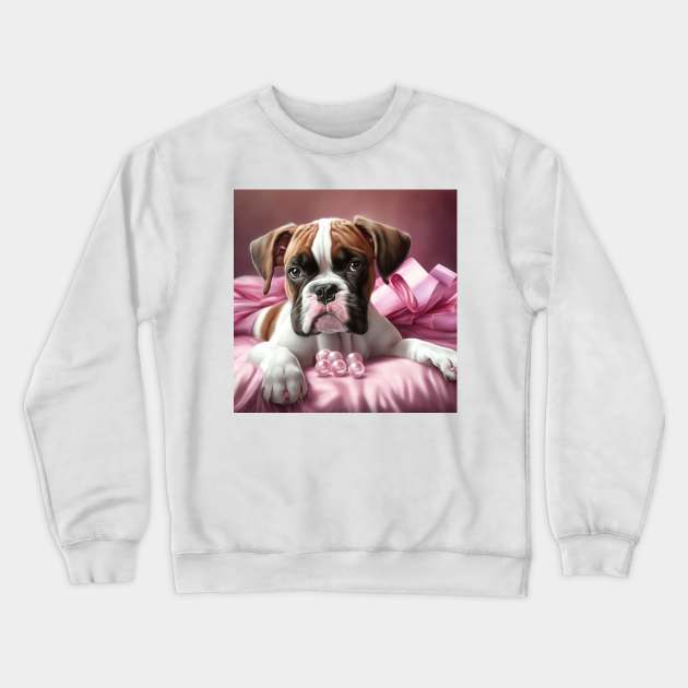 Cute Boxer Puppy Crewneck Sweatshirt by Enchanted Reverie